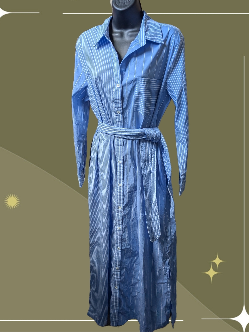 ✨ Nwt Tuckernuck Pomander Place Chessie Striped Tie Shirt Dress Size L